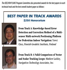 Ubiquitous positioning bast paper awards