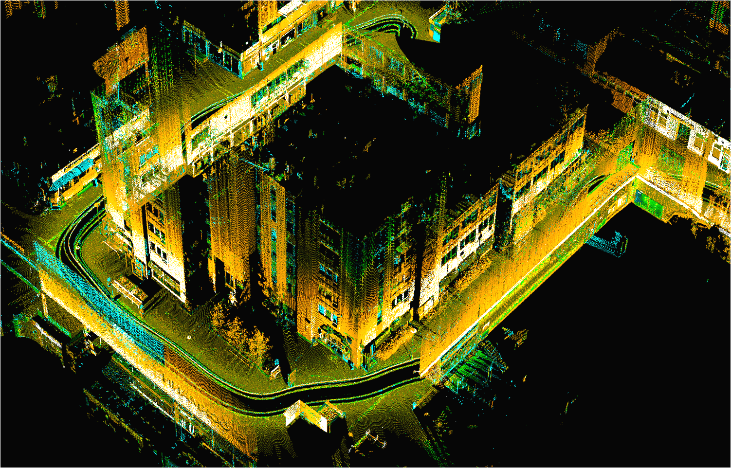 Laser scanning image of an urban area